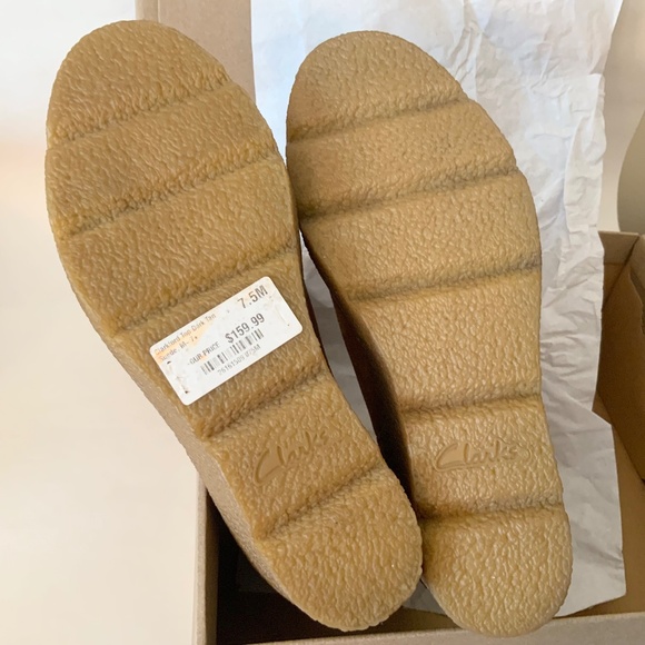 Clarks Women's Clarkford Top Dark Tan Suede Wedged Boots Camel Brown Booties 7.5 - Picture 6 of 14